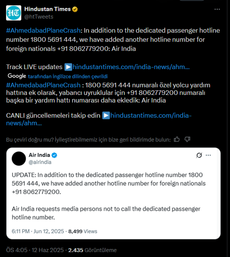 Hindistan’da Yolcu Uçağı Yerleşim Alanına Düştü!