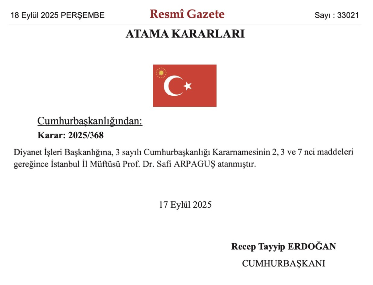 Diyanet İşleri Başkanlığı’nda Kritik Atama