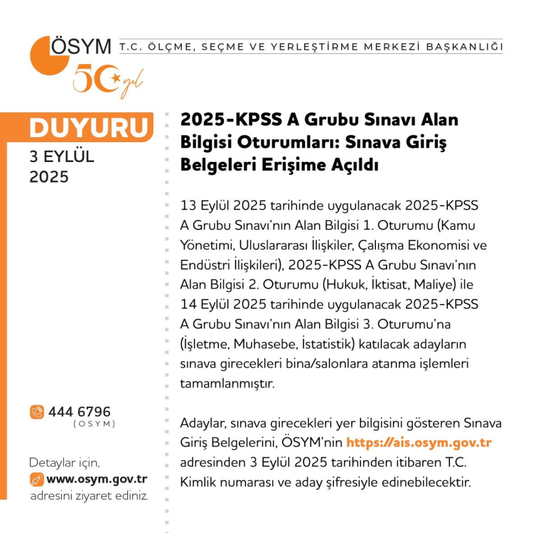 2025-KPSS Adayları İçin Sınav Giriş Belgeleri Erişimde