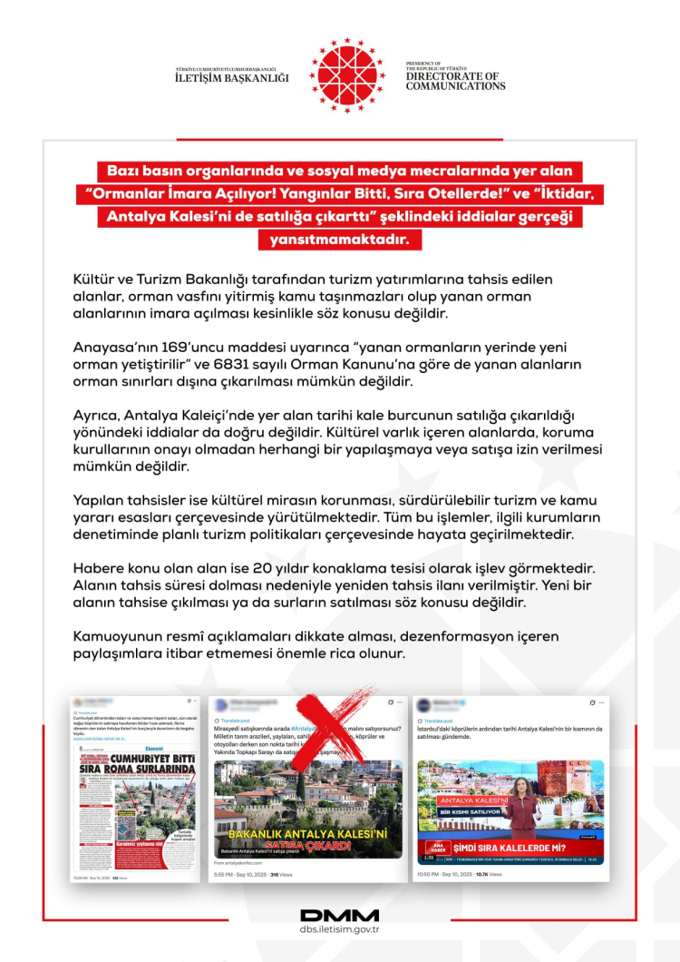 Ormanlar İmara, Antalya Kalesi Satışa Açılmıyor!