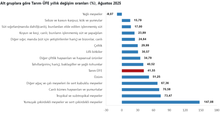 Tarım-ÜFE’de Yıllık Zirve Meyvelerde, Aylık Düşüş Tropiklerde