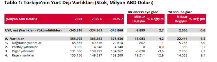 Merkez Bankası, Uluslararası Yatırım Pozisyonu Verilerini Paylaştı