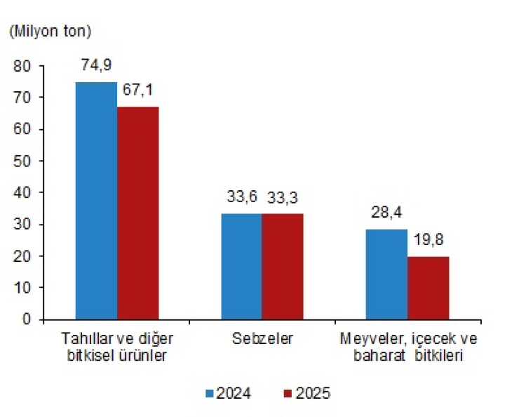 TÜİK: 2025’te Bitkisel Üretimde Gerileme Bekleniyor TÜİK: 2025’te Bitkisel Üretimde Gerileme Bekleniyor